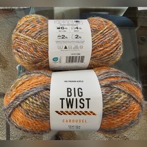 2 Skeins Big Twist Carousel Yarn in Color "Harvest"
